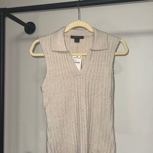 French Connection Cream Ribbed Tank Top
